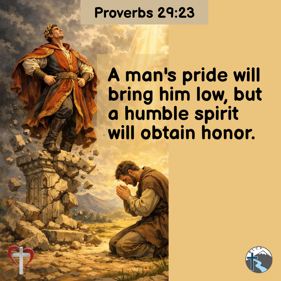"A man's pride will bring him low, but a humble spirit will obtain honor" —Proverbs 29:23, NASB