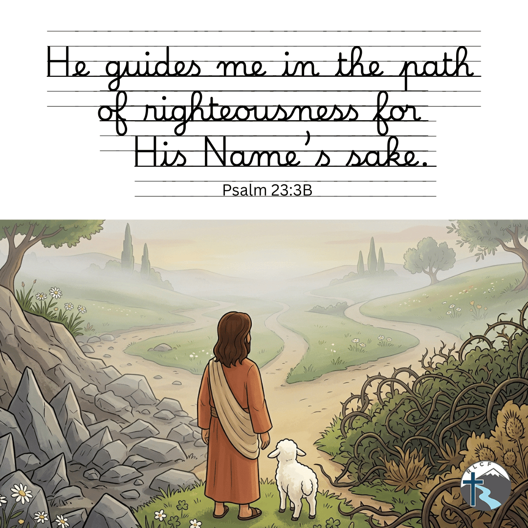 "He guides me in the paths of righteousness for His name’s sake." —Psalm 23:3B, NASB