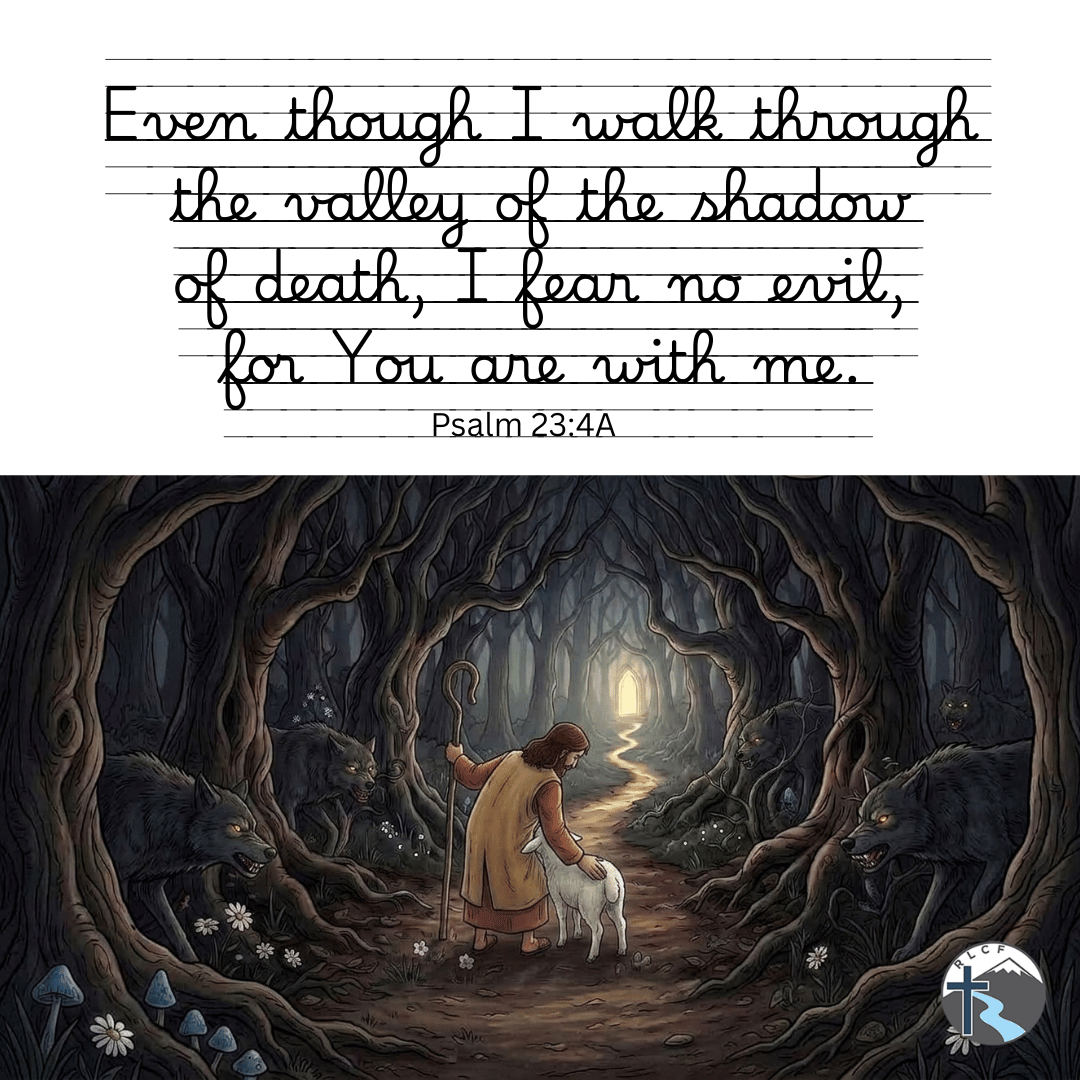 "Even though I walk through the valley of the shadow of death, I fear no evil, for You are with me..." —Psalm 23:4A, NASB